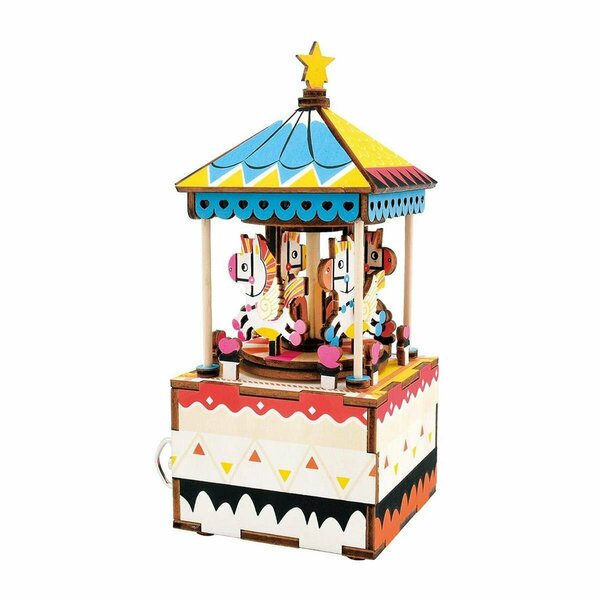 Rolife DIY Merry Go Around Wooden Music Box RAM304